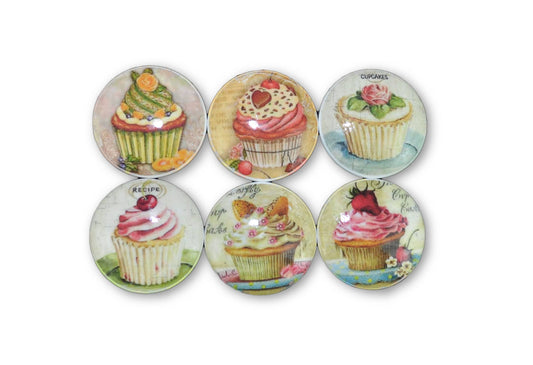 Set of 6 Cupcake Cabinet Knobs