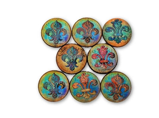 Set of 8 Copper Fleur De Lis Cabinet Knobs