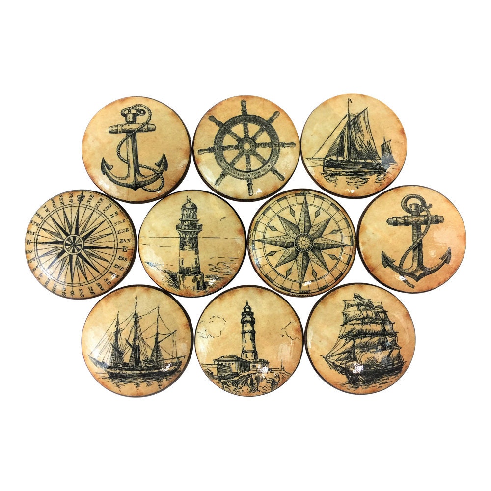 Set of 10 Vintage Nautical Cabinet Knobs