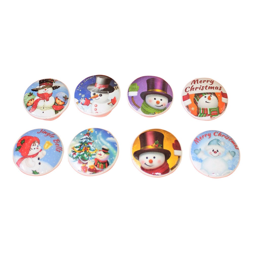 Set of 8 Christmas Snowman Cabinet Knobs