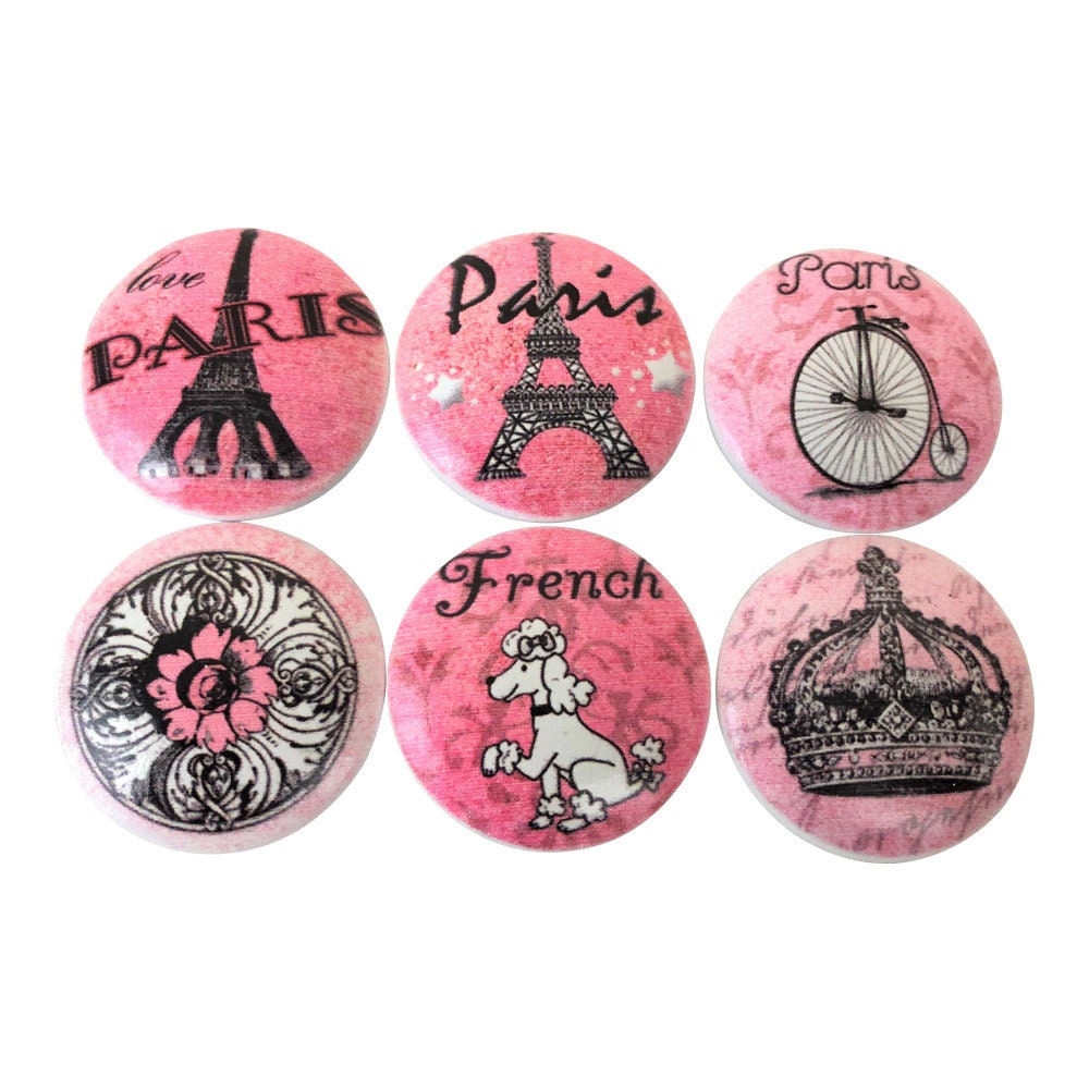 Set of 6 Pink Paris Cabinet Knobs