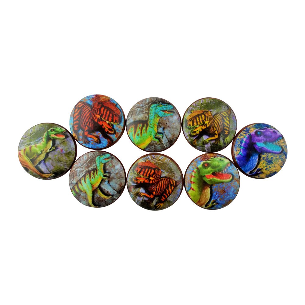 Set of 8 Colorful Dinosaur Cabinet Knobs