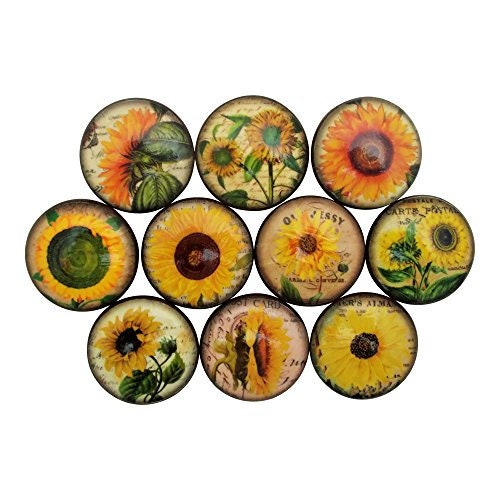 Set of 10 Sunflower Cabinet Knobs
