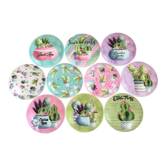 Set of 10 Colorful Succulent and Cactus Cabinet Knobs