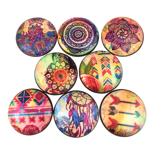 Set of 8 Boho Gypsy Print Cabinet Knobs