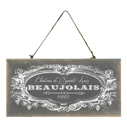 Black and White French Label Printed Handmade Wood Sign