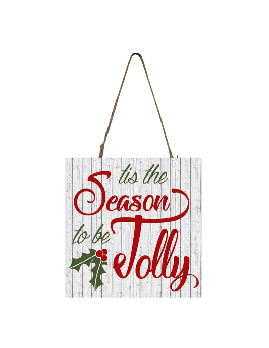Tis the Season to be Jolly Printed Handmade Wood Christmas Ornament Small Sign