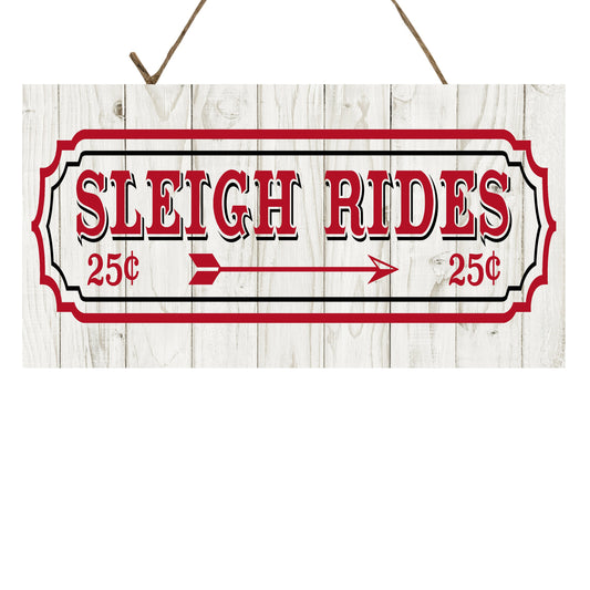 Sleigh Rides Printed Handmade Wood Sign