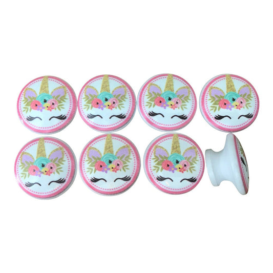 Set of 8 Unicorn Face Cabinet Knobs