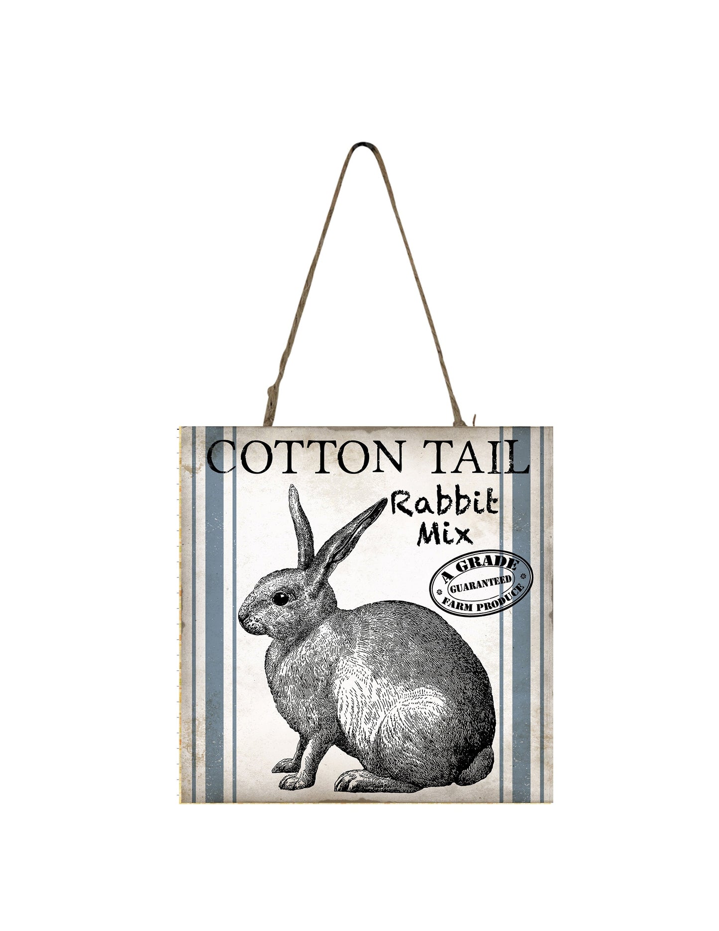 Cotton Tail Rabbit Mix Printed Handmade Wood Small Sign