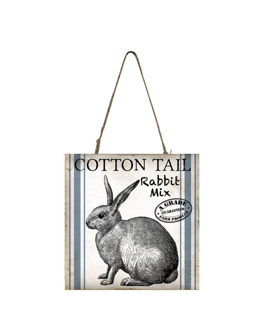 Cotton Tail Rabbit Mix Printed Handmade Wood Small Sign