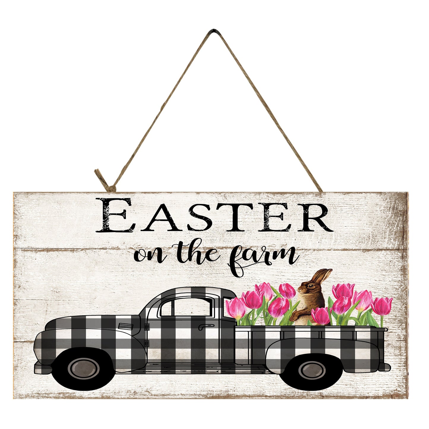 Easter on the Farm Truck Printed Handmade Wood Sign (10" x 5")