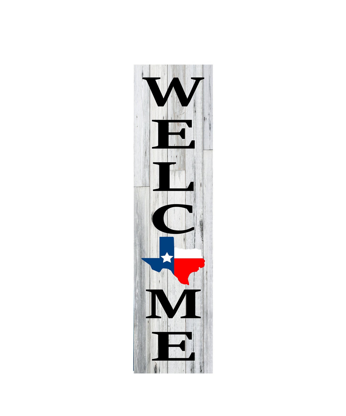 Texas Welcome 24 Inch Vertical Wood Print Sign