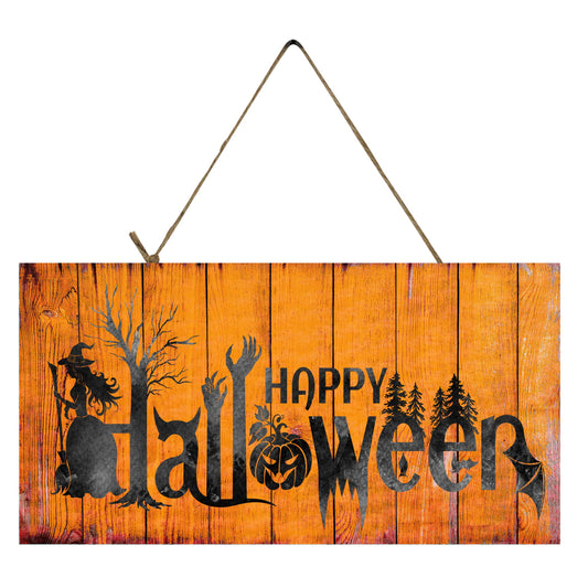 Orange Happy Halloween Printed Handmade Wood Sign (10" x 5")