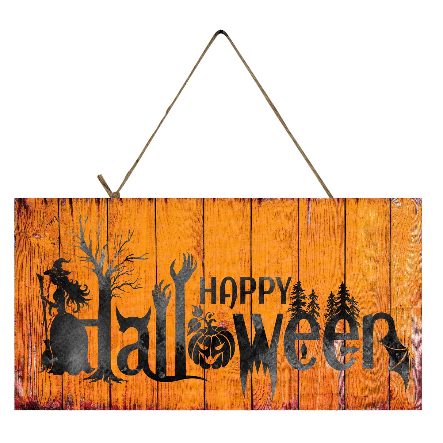 Orange Happy Halloween Printed Handmade Wood Sign