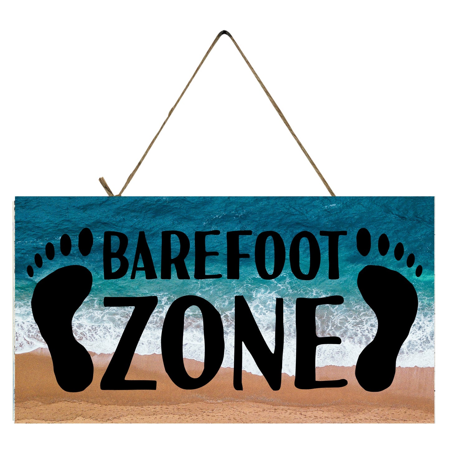 Barefoot Zone Printed Handmade Wood Sign