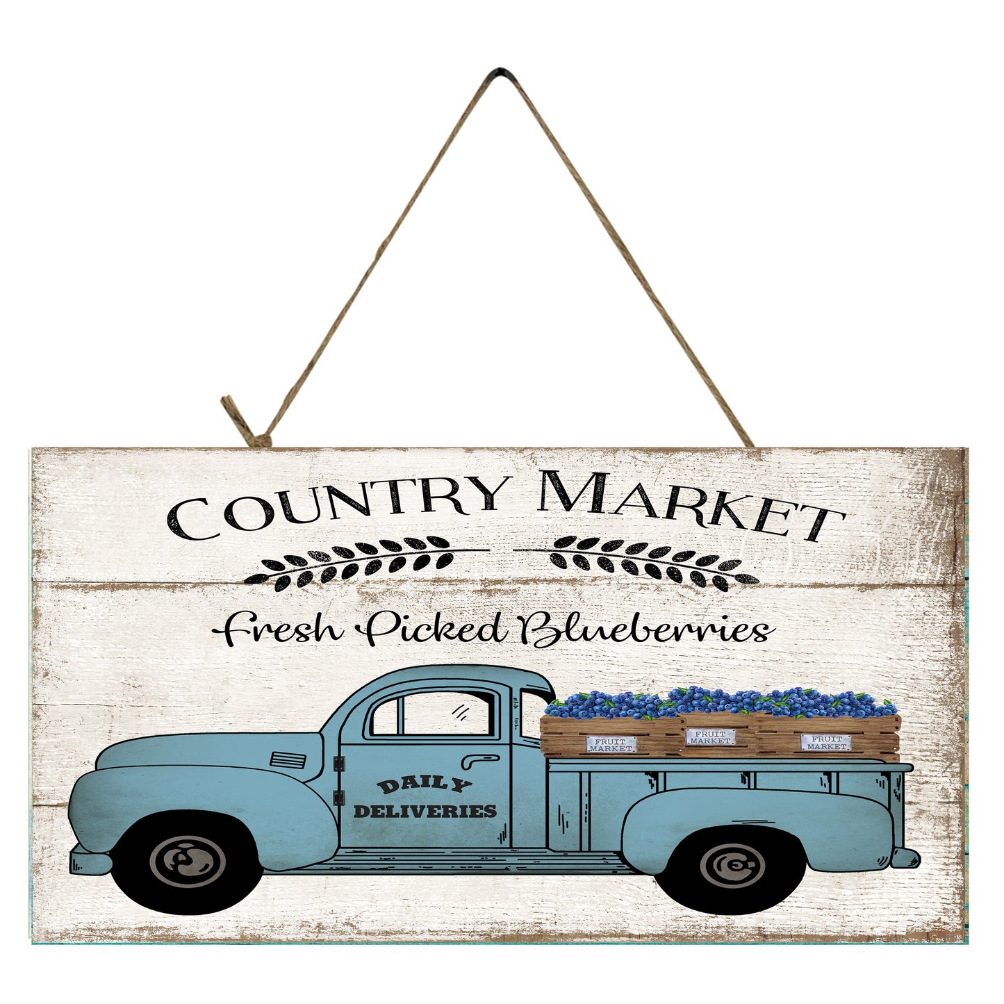 Blueberry Country Market Vintage Truck Printed Handmade Wood Sign