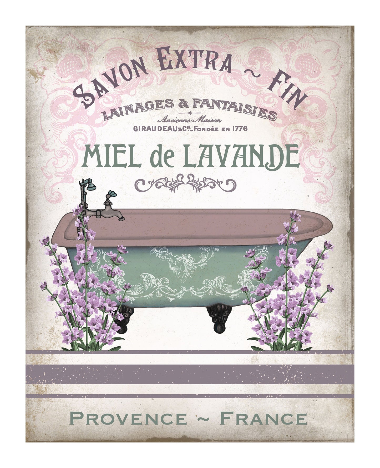 11x14 French Label Lavender Honey Soap Canvas Print