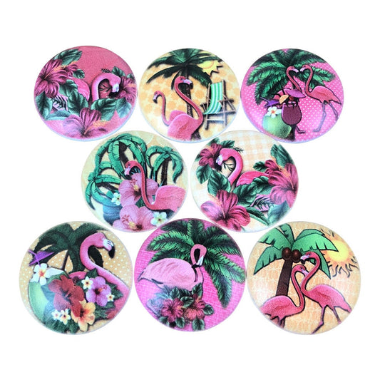 Set of 8 Pink Flamingo Cabinet Knobs