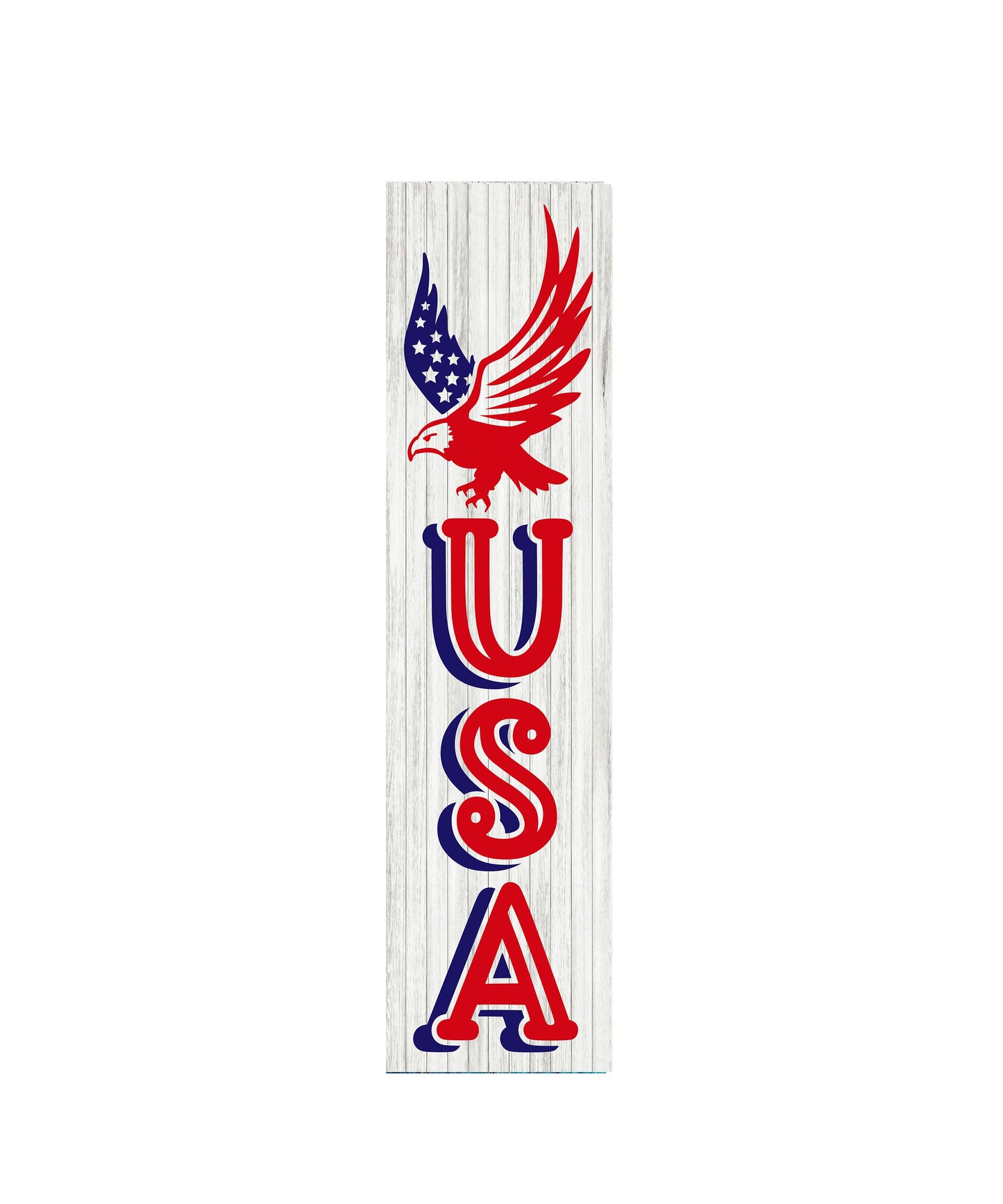 24 Inch American Eagle USA Vertical Wood Print Sign