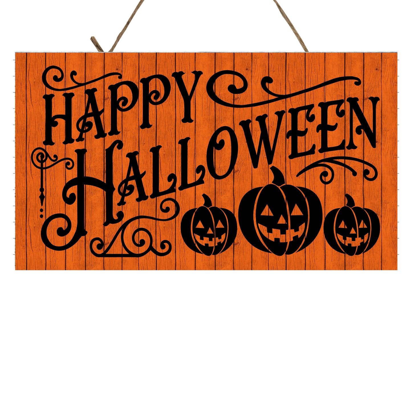 3 Pumpkin Happy Halloween Printed Handmade Wood Sign