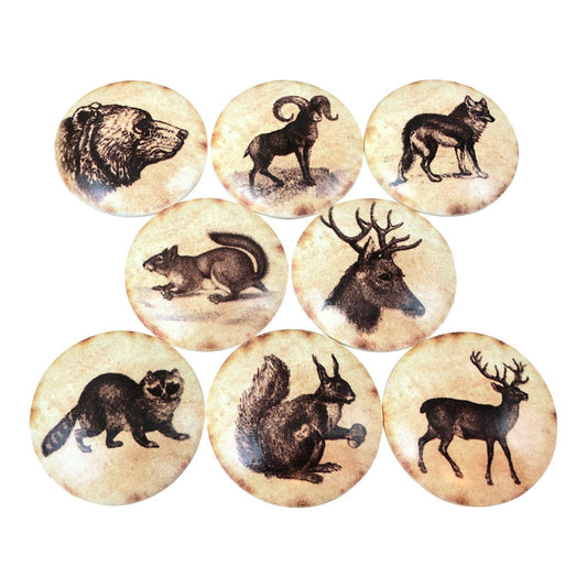 Set of 8 Vintage Forest Animals Cabinet Knobs