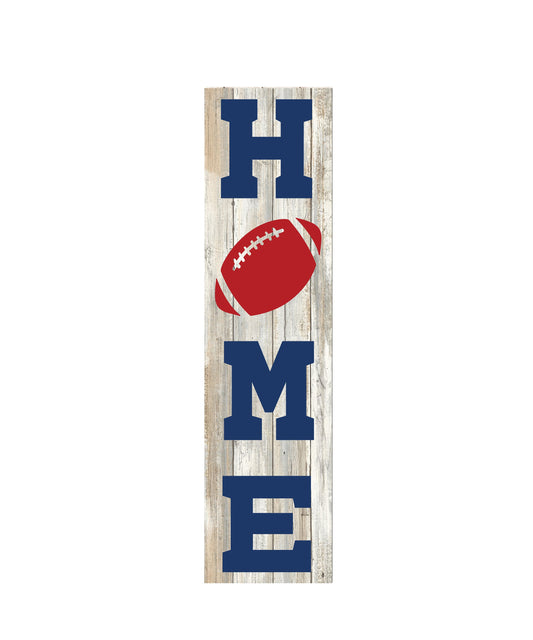 Letrero vertical con estampado de madera de Football Home de 24 pulgadas