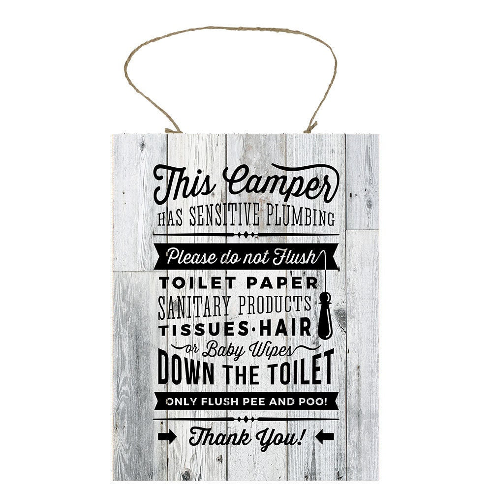 This Camper Has Sensitive Plumbing Bathroom Rules Printed Handmade Wood Sign