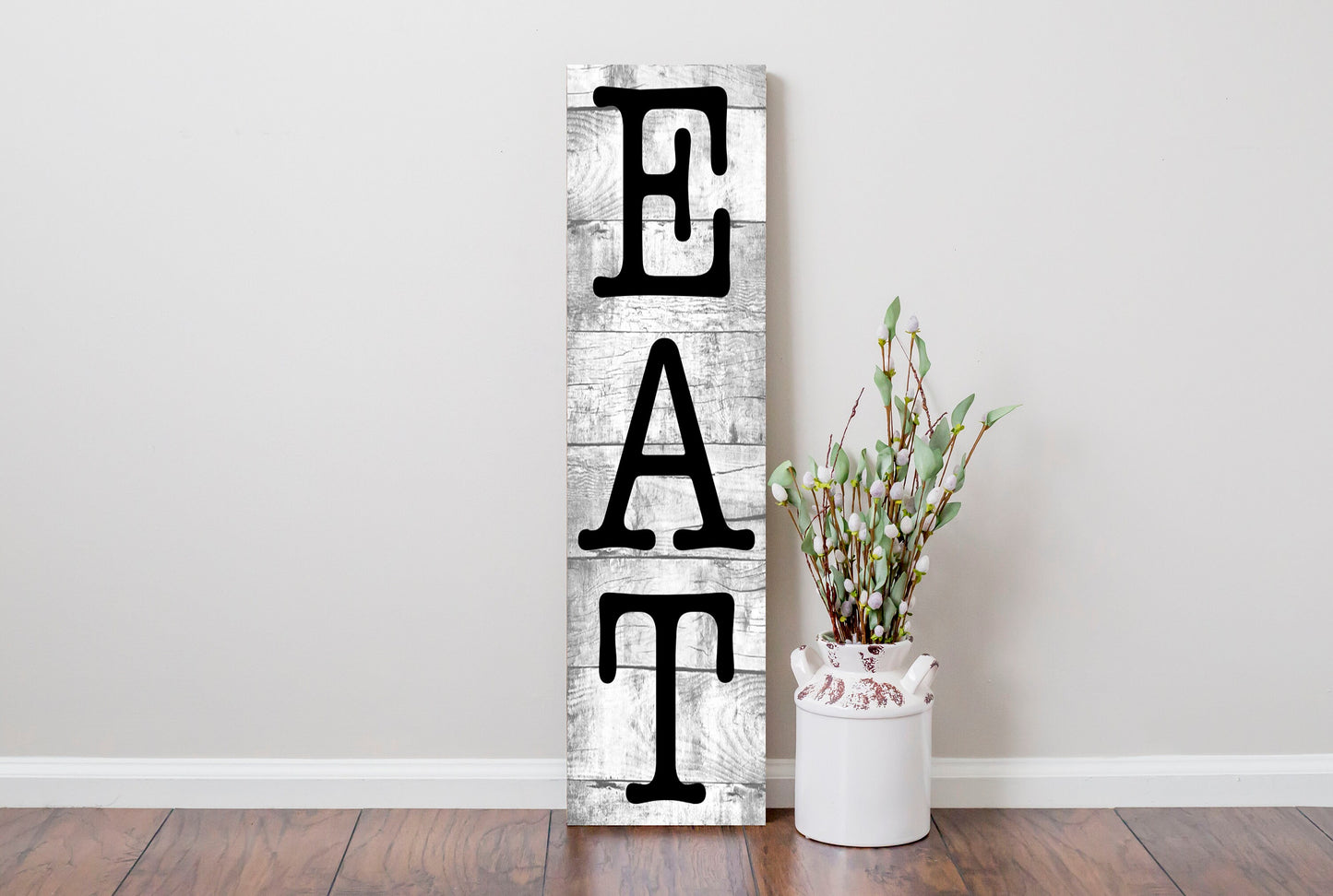 24 Inch Eat Kitchen Vertical Wood Print Sign