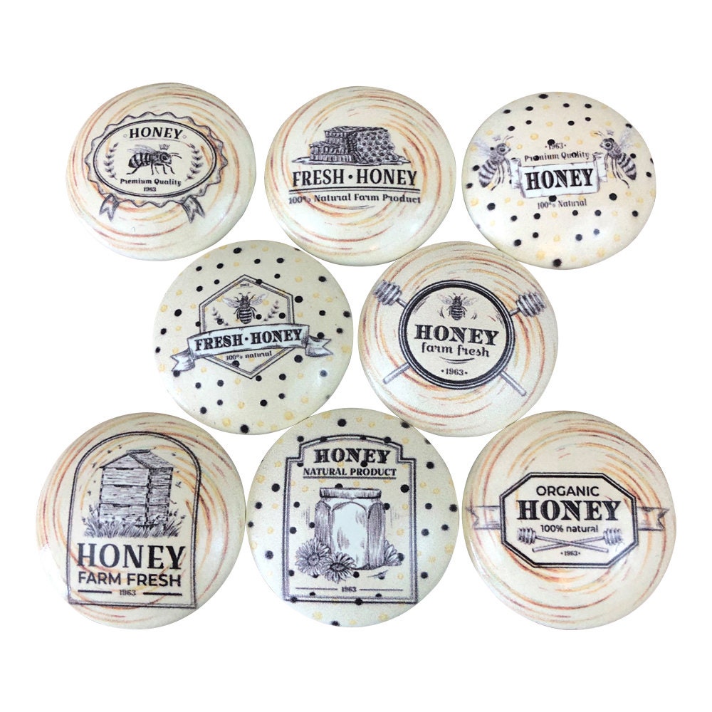 Set of 8  Honey and Bees Cabinet Knobs