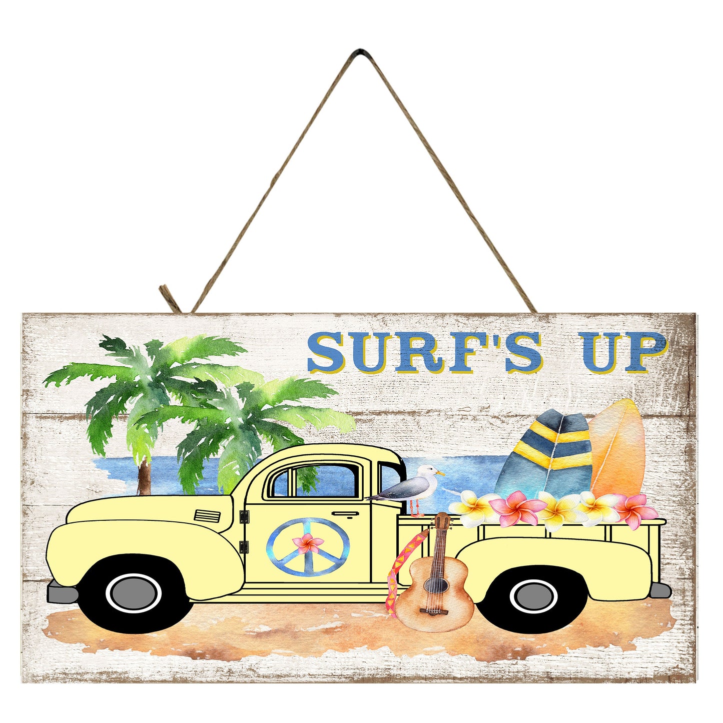 Surf's Up Vintage Truck Printed Handmade Wood Sign