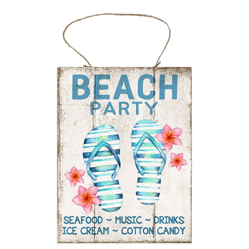 Beach Party Printed Handmade Wood Sign