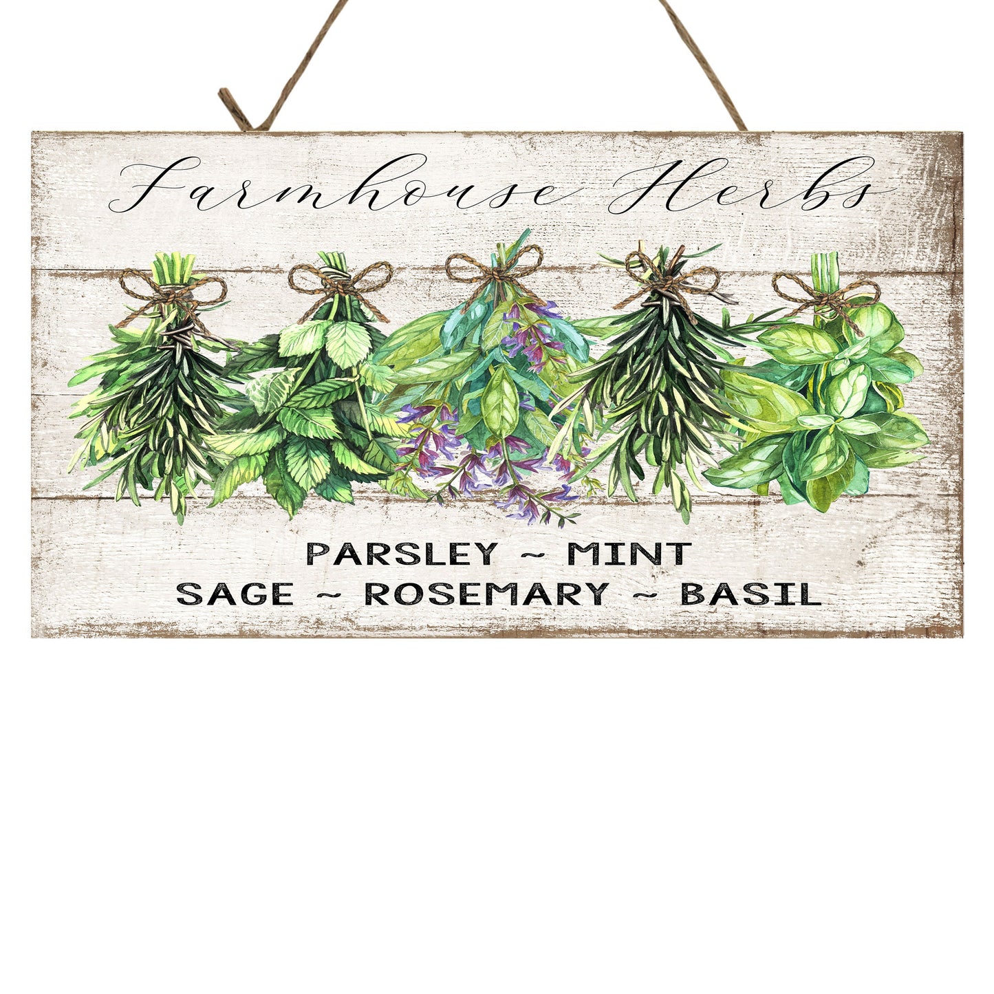 Farmhouse Herbs Printed Handmade Wood Sign