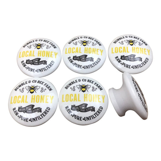 Set of 6 Bumble & Co Local Honey Print Cabinet Knobs