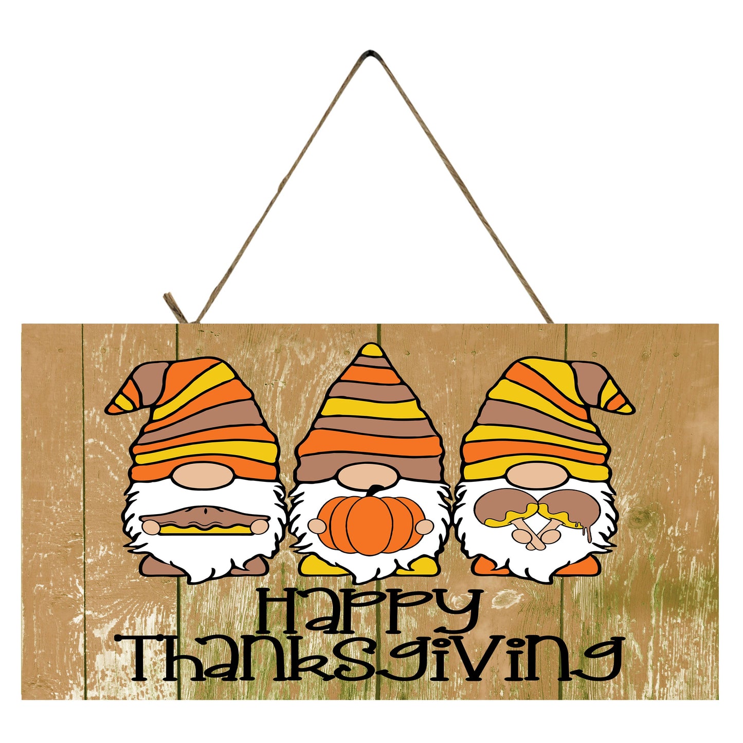 Happy Thanksgivingc Gnomes Printed Handmade Wood Sign