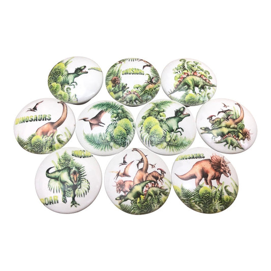 Set of 10 World of Dinosaurs Print Wood Cabinet Knobs