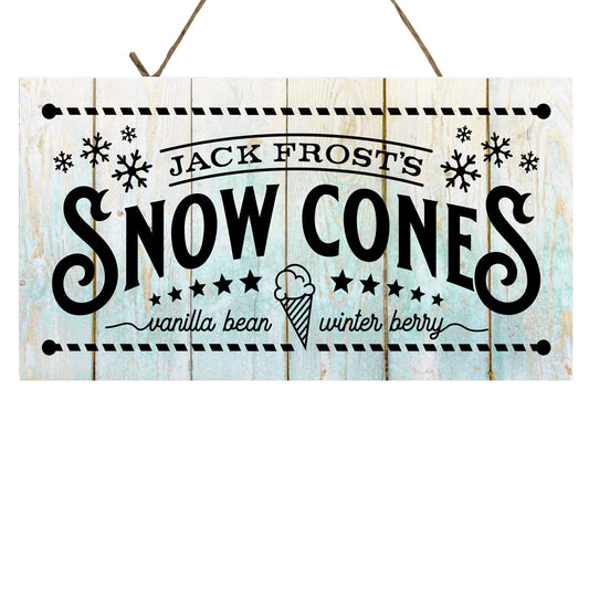 Jack Frost's Snowcones  Christmas Printed Handmade Wood Sign