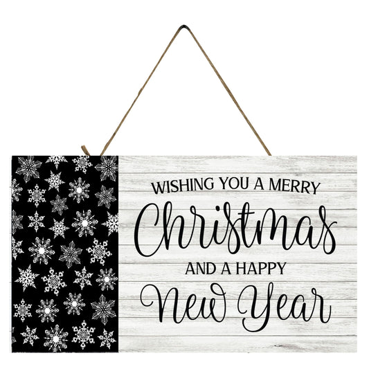 Wishing You a Merry Christmas and a Happy New Year Christmas Printed Handmade Wood Sign