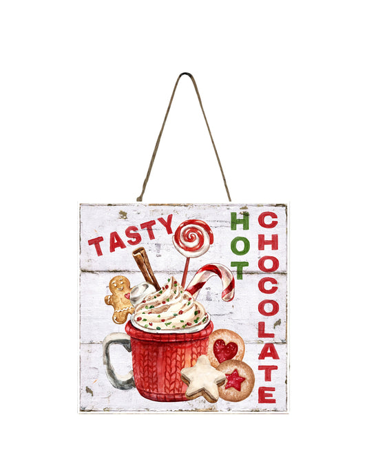 Tasty Hot Chocolate  Printed Wood Christmas Ornament Mini Sign