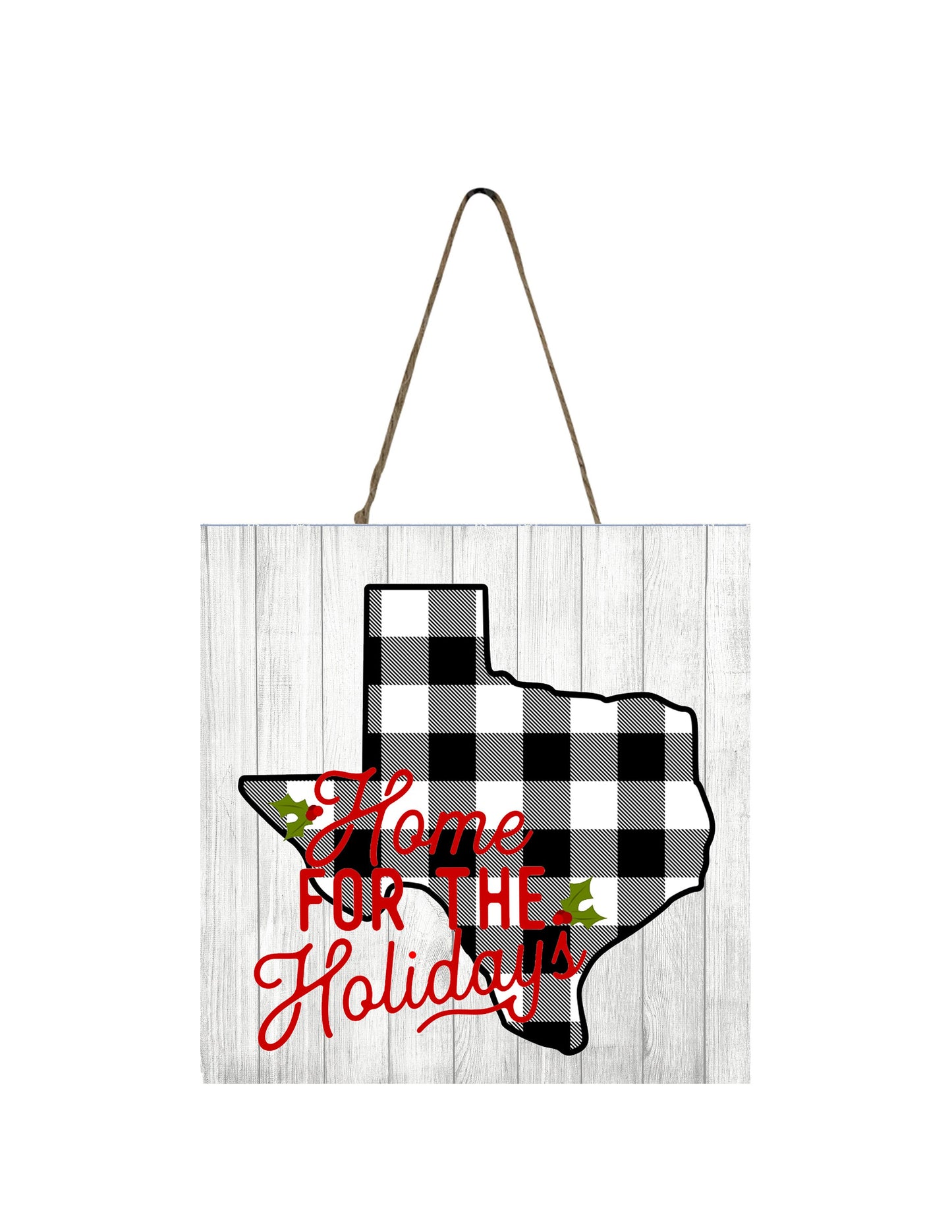 Texas Home for the Holidays Farmhouse Christmas  Printed Handmade Wood Christmas Ornament Small Sign