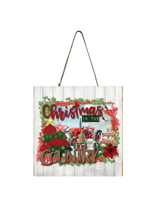 Christmas in the Country Printed Handmade Wood Christmas Ornament Small Sign