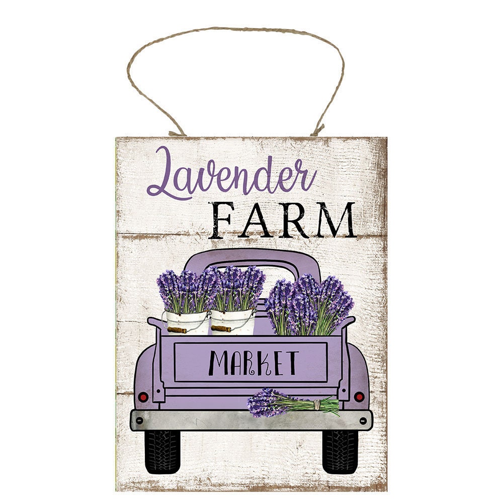 Lavender Farms Truck Printed Handmade Wood Sign