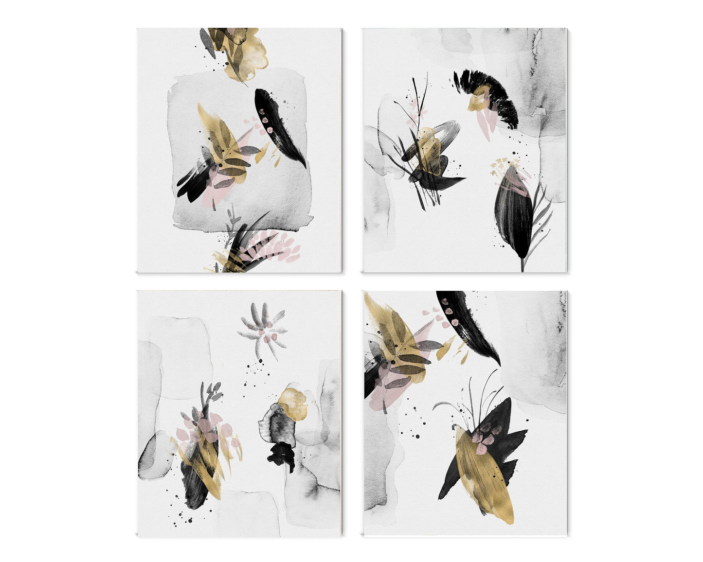 Set of 4  8x10 Wabi Sabi Jungle Abstract Wall Art Canvas Prints