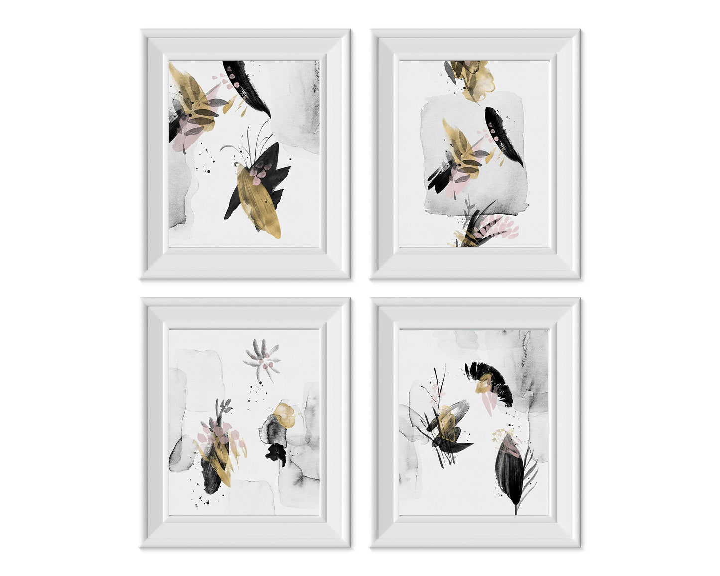 Set of 4  8x10 Wabi Sabi Jungle Abstract Wall Art Canvas Prints