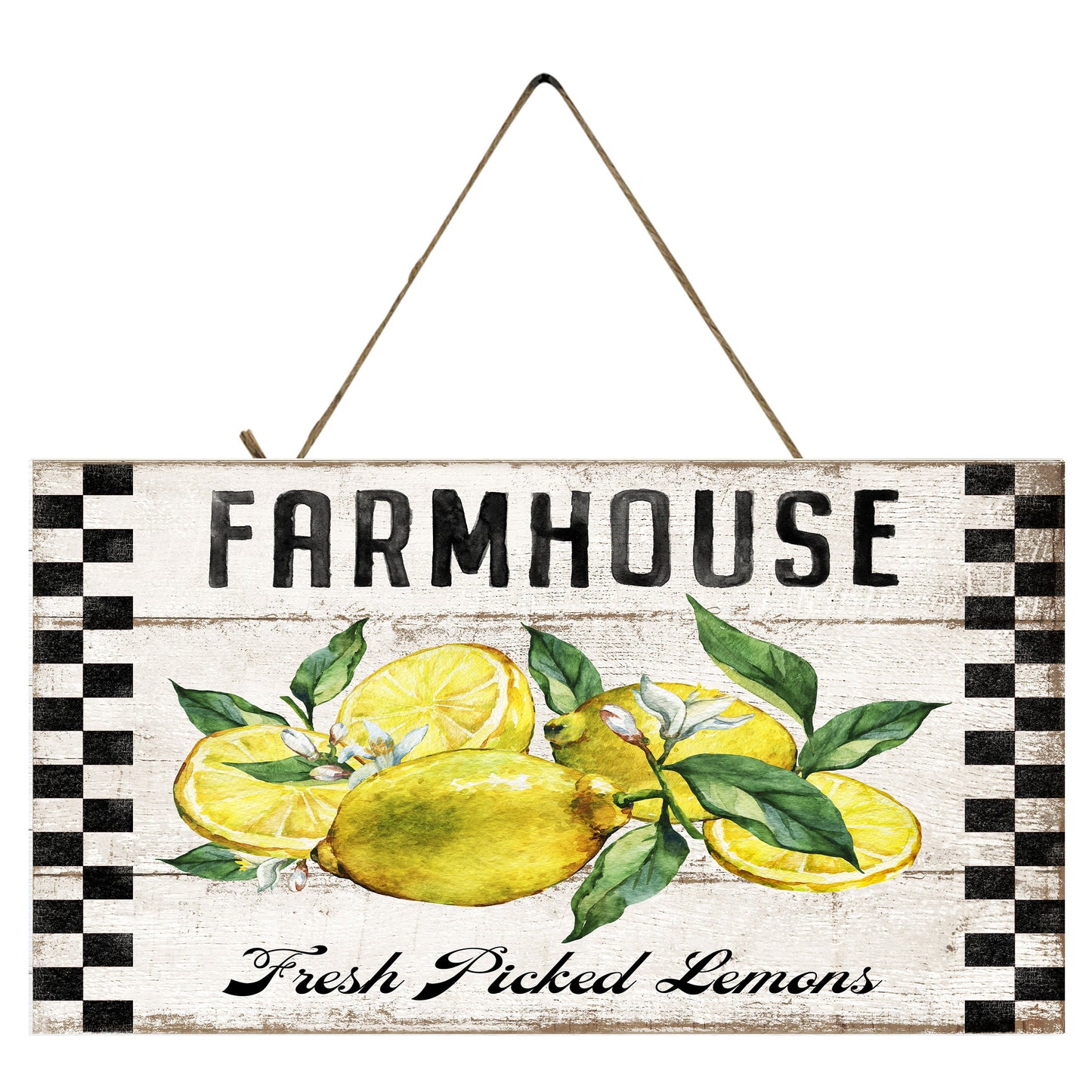 Farmhouse Fresh Picked Lemons Printed Handmade Wood Sign