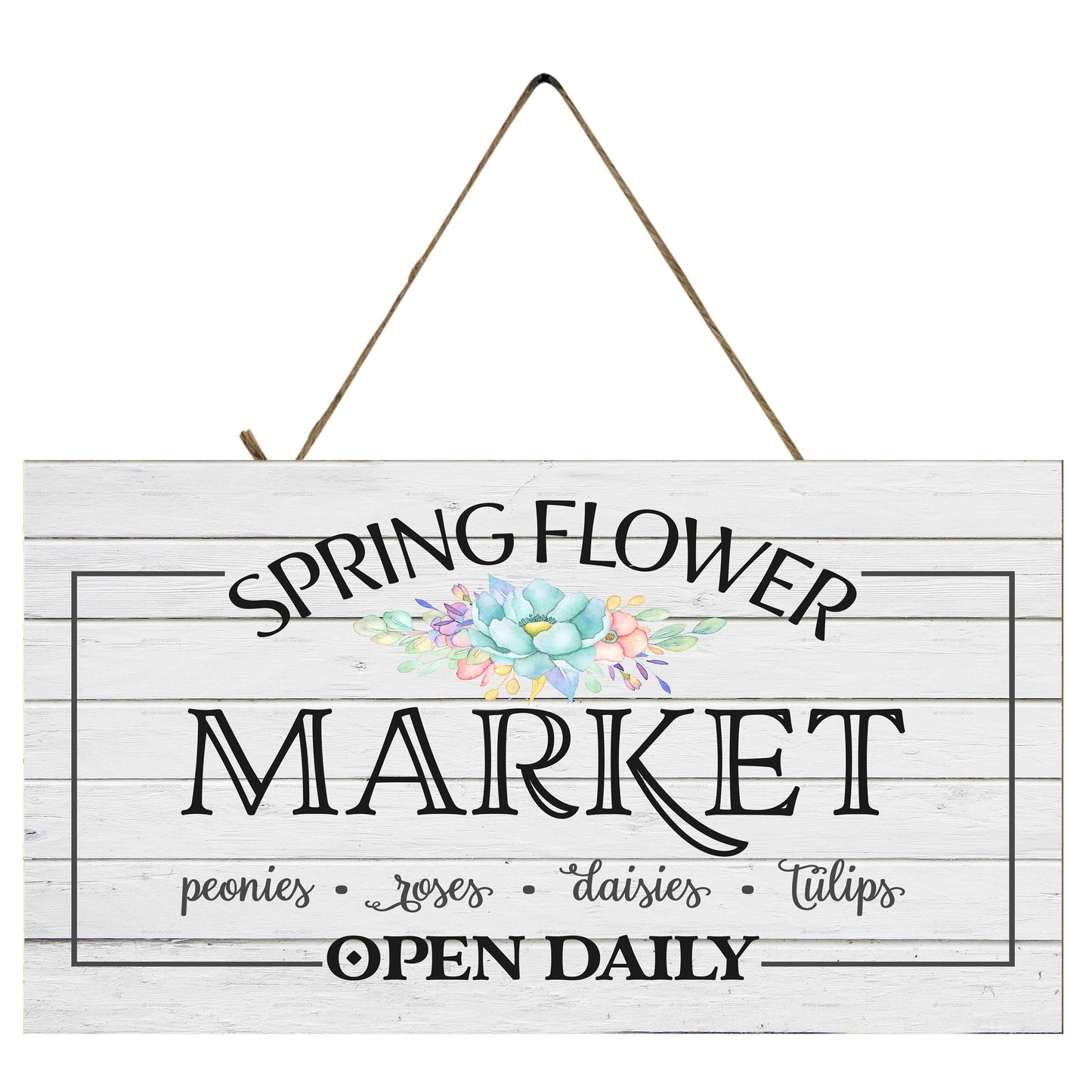 Spring Flower Market Farmhouse Printed Handmade Wood Sign