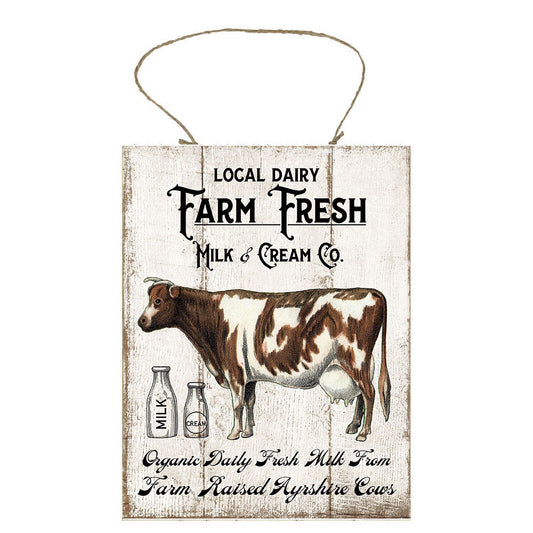 Farm Fresh Milk and Cream Farmhouse Printed Handmade Wood Sign