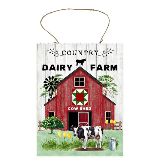 Country Dairy Farm Red Barn Farmhouse impreso hecho a mano letrero de madera