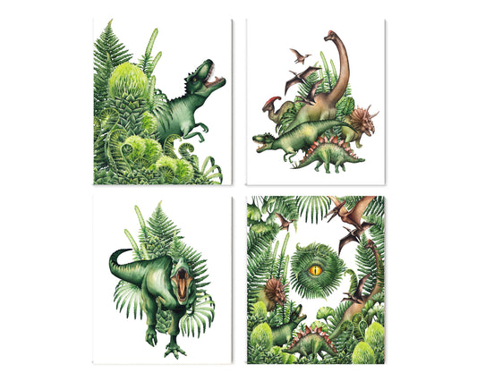 Set of 4  8x10 Dinosaur World Wall Art Canvas Prints