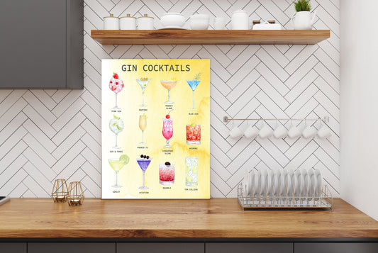 16x20 Gin Cocktails Bar Wall Art Canvas Print
